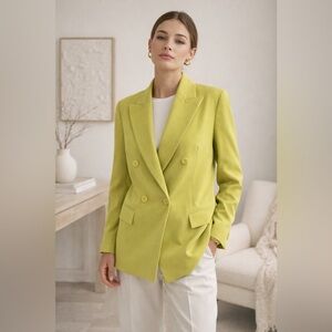 Votre Nom Paris Chartreuse Double Breasted Blazer Size 2 Statement Jacket